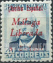 FindYourStampsValue: Revolutionary Overprints, Nationalist (Revolutionary) Forces, Malaga: Emilio Castelar