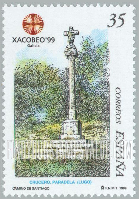 FindYourStampsValue: Xacobeo ā99: Stone cross of Paradela