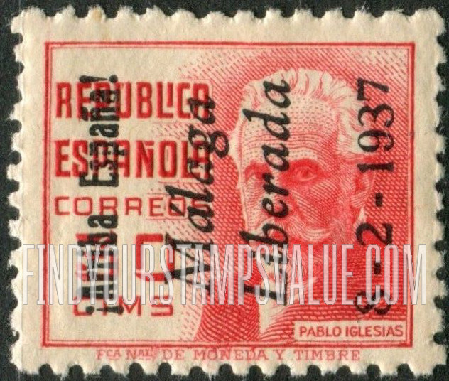 FindYourStampsValue: Revolutionary Overprints, Nationalist (Revolutionary) Forces, Malaga: Pablo Iglesias