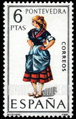 FindYourStampsValue: Regional Costumes Issue: Woman from Pontevedra