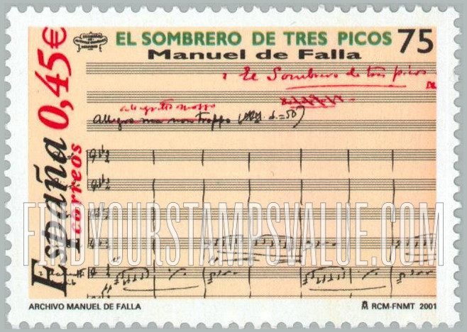 FindYourStampsValue: Score of “El Sombrero de Tres Picos”, by Manuel de Falla (1876- 1946)