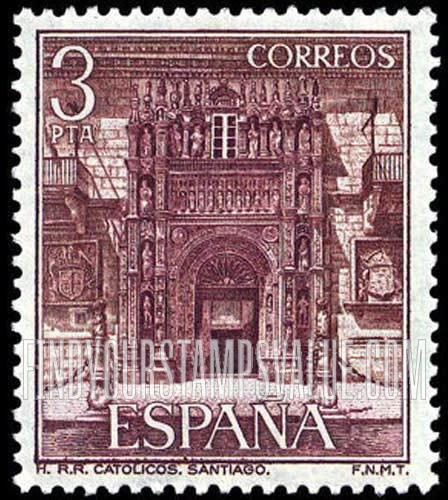 FindYourStampsValue: Tourism (Famous Hotels): Portal of R. R. Catolicos, Santiago