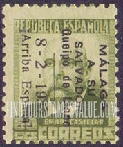 FindYourStampsValue: Revolutionary Overprints, Nationalist (Revolutionary) Forces, Malaga: Emilio Castelar