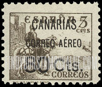 FindYourStampsValue: Revolutionary Overprints, Nationalist (Revolutionary) Forces, Canary Islands Air Post, Use via the Lufthansa Service: “El Cid”