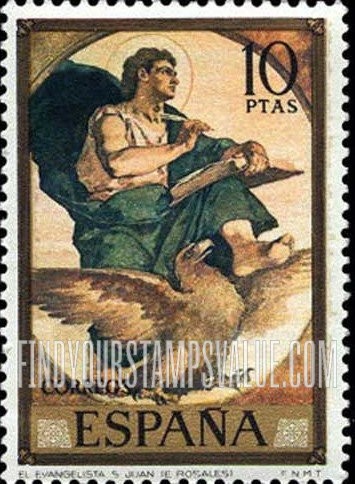 FindYourStampsValue: Stamp Day (Eduardo Rosales, 1836-73, Paintings): St. John the Evangelist