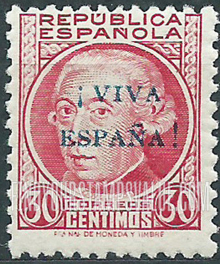 FindYourStampsValue: Revolutionary Overprints, Nationalist (Revolutionary) Forces, Orense: Gaspar Melchor de Jovellanos