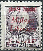 FindYourStampsValue: Revolutionary Overprints, Nationalist (Revolutionary) Forces, Malaga: Francisco Pi y Margall