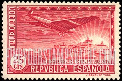 FindYourStampsValue: Air Post: Plane and Royal Palace, Madrid