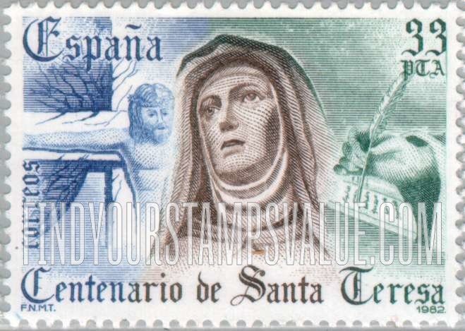 FindYourStampsValue: St. Teresa of Avila (1515-1582): Statue by Gregorio Hernandez