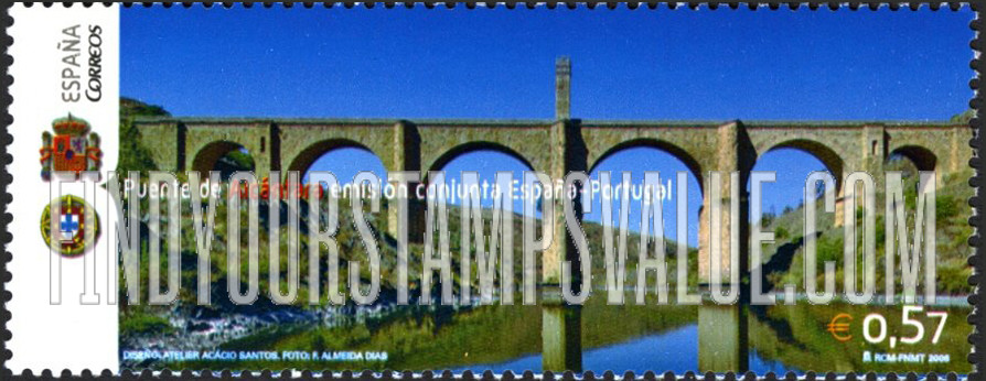 FindYourStampsValue: Bridges Between Spain and Portugal: Alcántara Bridge