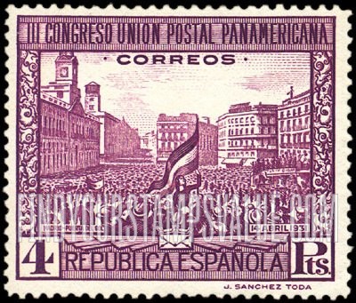 FindYourStampsValue: Puerta del Sol, Madrid, on April 14, 1931 as Republic Was Proclaimed