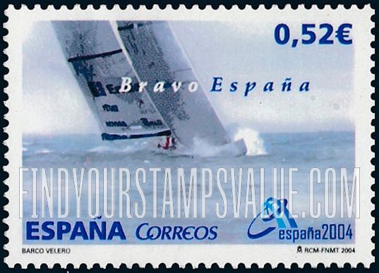 FindYourStampsValue: España 2004 International Philatelic Exhibition. The Sea: Yacht Bravo España