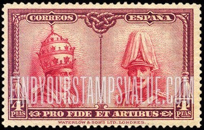 FindYourStampsValue: Semi-Postal: Catacombs Restoration, Toledo, Pope Pius XI and King Alfonso XIII