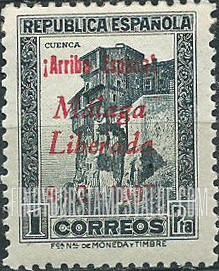 FindYourStampsValue: Revolutionary Overprints, Nationalist (Revolutionary) Forces, Malaga: Cliff Houses, Cuenca