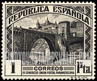 FindYourStampsValue: Alcántara Bridge and Alcazar, Toledo