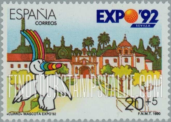 FindYourStampsValue: Semi-Postal: EXPO β92, Seville, Curro, the character trademark, and symbols of development in Spain