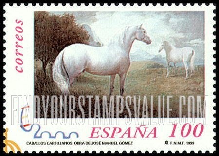 FindYourStampsValue: Carthusian Horse Type of 1998: Two white horses