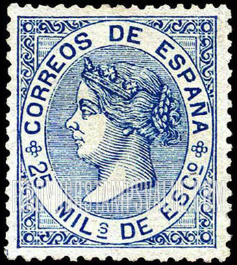 FindYourStampsValue: Provisional Government, Valladolid: Isabella II (handstampied)