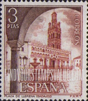 FindYourStampsValue: Plaza de Llerena and fountain, Badajoz