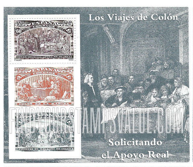 FindYourStampsValue: Voyages of Columbus: Columbus soliciting aid from Isabella