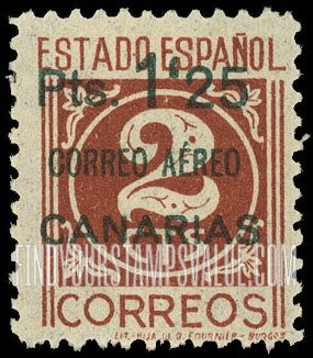 FindYourStampsValue: Revolutionary Overprints, Nationalist (Revolutionary) Forces, Canary Islands Air Post, Use via the Lufthansa Service: “Estado Espanol”