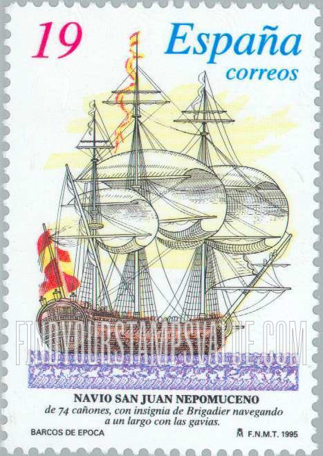 FindYourStampsValue: 18th Century Sailing Ships: San Juan Nepomuceno