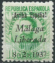 FindYourStampsValue: Revolutionary Overprints, Nationalist (Revolutionary) Forces, Malaga: Joaquín Costa
