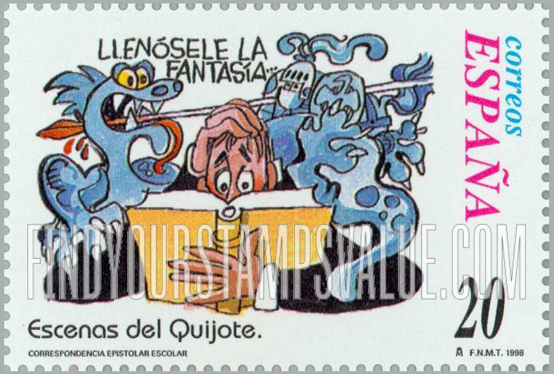 FindYourStampsValue: Letter Writing, Scenes from “Don Quixote”: “Llenósele la fantasía”