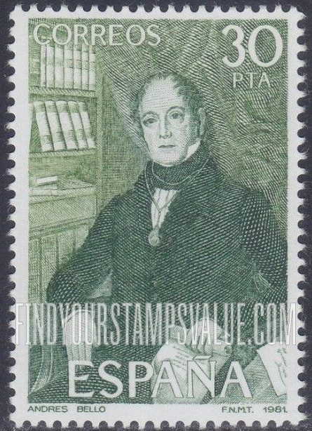 FindYourStampsValue: Andres Bello (1782-1865), writer