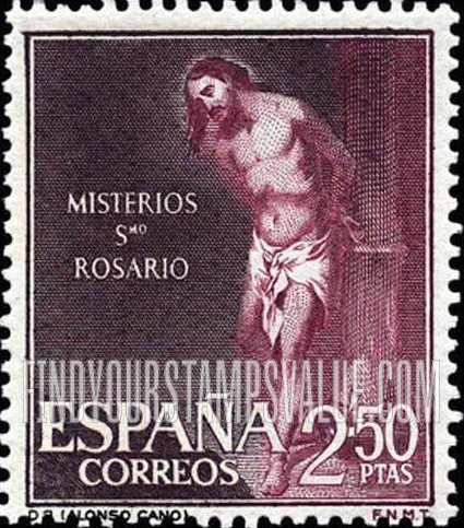 FindYourStampsValue: Mysteries of the Rosary: The Scourging at the Pillar, Alonso Cano