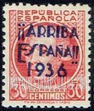 FindYourStampsValue: Revolutionary Overprints, Nationalist (Revolutionary) Forces, San Sebastian, Use in Province of Guipuzcoa: Gaspar Melchor de Jovellanos