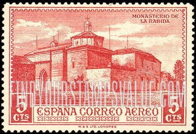 FindYourStampsValue: Air Post: Christopher Columbus, La Rábida Monastery