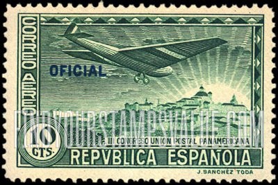 FindYourStampsValue: Air Post Official: Pan-American Postal Union Congress, Plane and Royal Palace, Madrid