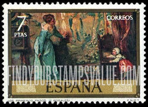 FindYourStampsValue: Stamp Day (Eduardo Rosales, 1836-73, Paintings): The First Step