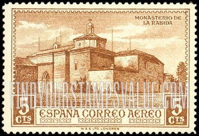 FindYourStampsValue: Air Post: Christopher Columbus, La Rábida Monastery