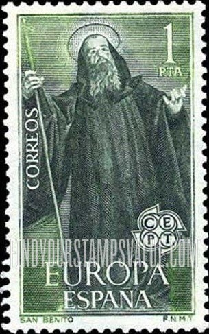 FindYourStampsValue: Europa Issue, 1965: St. Benedict
