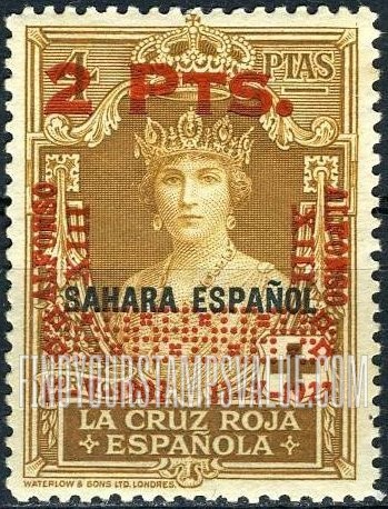 FindYourStampsValue: Semi-Postal: Coronation Silver Jubilee, On Spanish Sahara, Queen Victoria Eugénia