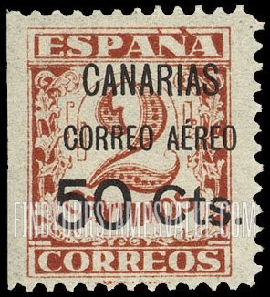 FindYourStampsValue: Revolutionary Overprints, Nationalist (Revolutionary) Forces, Canary Islands Air Post, Use via the Lufthansa Service: Numeral