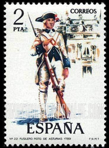 FindYourStampsValue: Fusilier, Asturias Regiment, 1789