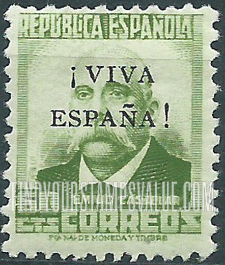 FindYourStampsValue: Revolutionary Overprints, Nationalist (Revolutionary) Forces, Orense: Emilio Castelar