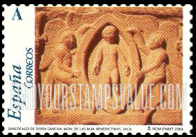 FindYourStampsValue: Roman Art of Jaca: Detail of sarcophagus of Doña Sancha