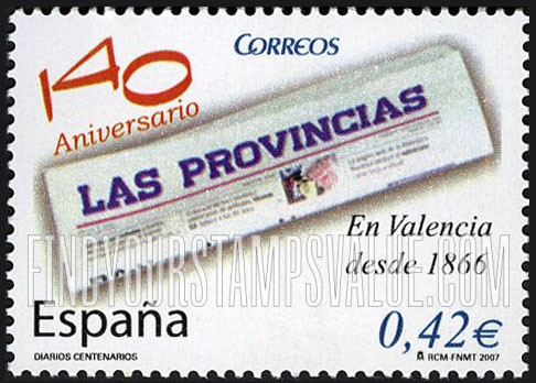 FindYourStampsValue: Las Provincias Newspaper, 140th Anniversary (in 2006)