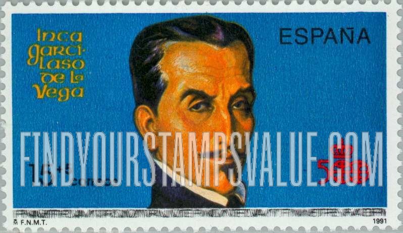 FindYourStampsValue: Semi-Postal: Discovery of America, 500th Anniversary, 1992, Garcilaso Gomez Suarez de Figueroa, the Inca, poet
