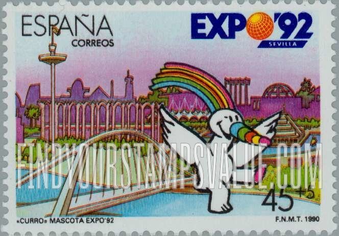 FindYourStampsValue: Semi-Postal: EXPO β92, Seville, Curro, the character trademark, and symbols of development in Spain