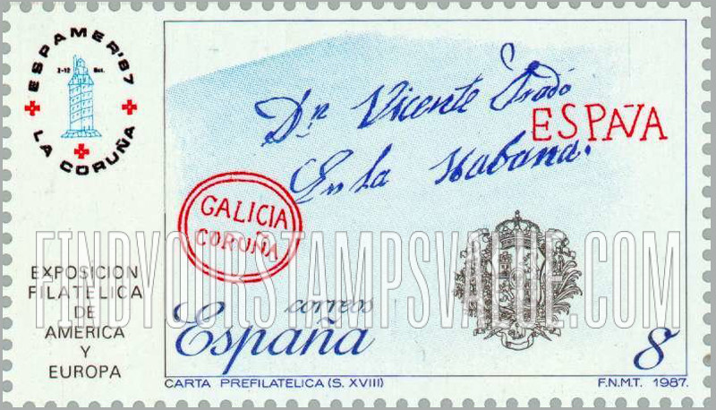 FindYourStampsValue: ESPAMER β87: Handstamped letter that traveled from La Coruna to Havana, Cuba, 18th cent.