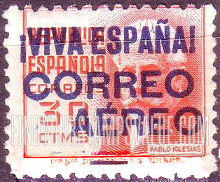 FindYourStampsValue: Revolutionary Overprints, Nationalist (Revolutionary) Forces, Burgos Air Post: Pablo Iglesias