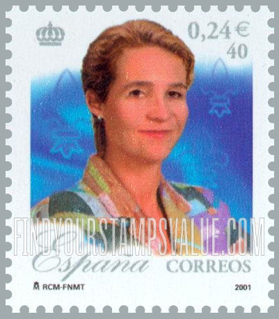 FindYourStampsValue: King Juan Carlos, 25th Anniversary of Reign: Princess Elena (patterned dress)