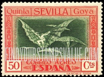 FindYourStampsValue: Air Post: Goya, Fantasy of Flight