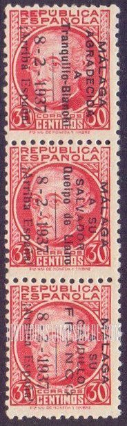 FindYourStampsValue: Revolutionary Overprints, Nationalist (Revolutionary) Forces, Malaga: Gaspar Melchor de Jovellanos