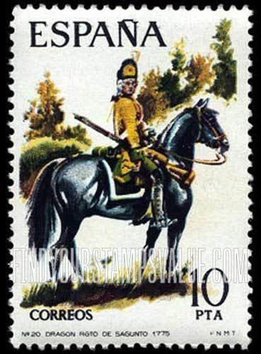 FindYourStampsValue: Dragoon, Sagunto Regiment, 1775